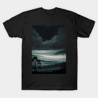 Overlook of a Misty Valley Forest T-Shirt